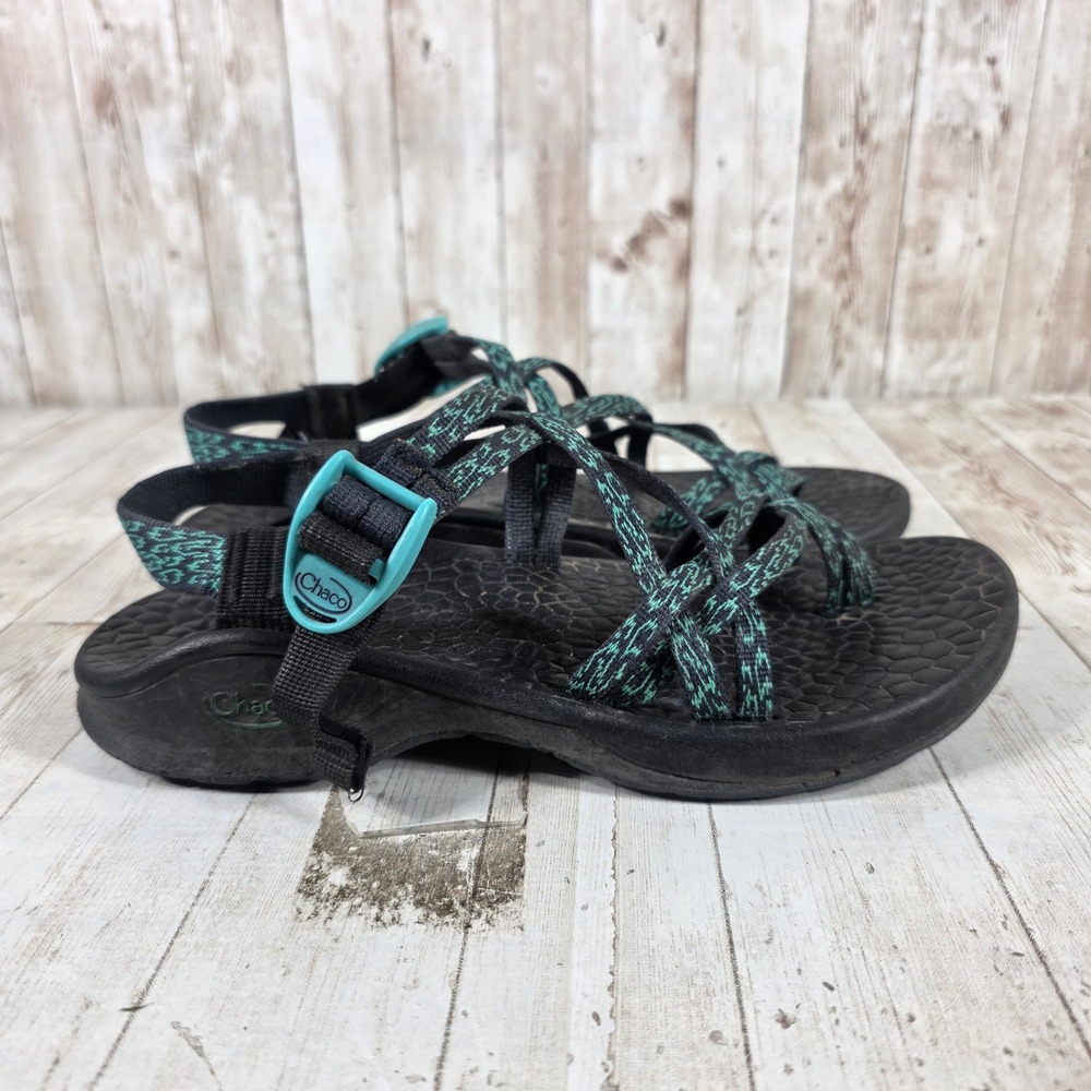 Chaco Z Cloud 2 Womens 8 Sandals Black Teal Multi Strap Toe Loop Hiking Shoes